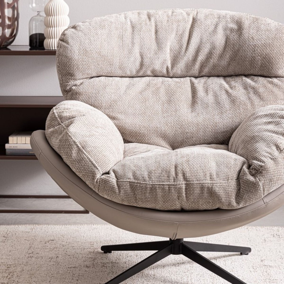 Fauteuil relax pivotant tissu/simili gris/taupe - NINO gris, HELLIN, DEPUIS 1862