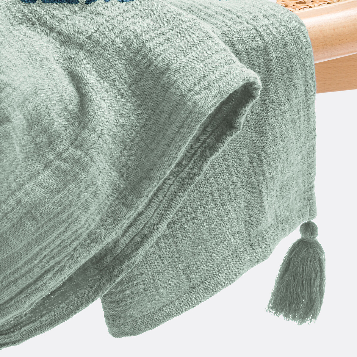 Plaid gaze de coton, Kumla vert de gris, LA REDOUTE INTERIEURS