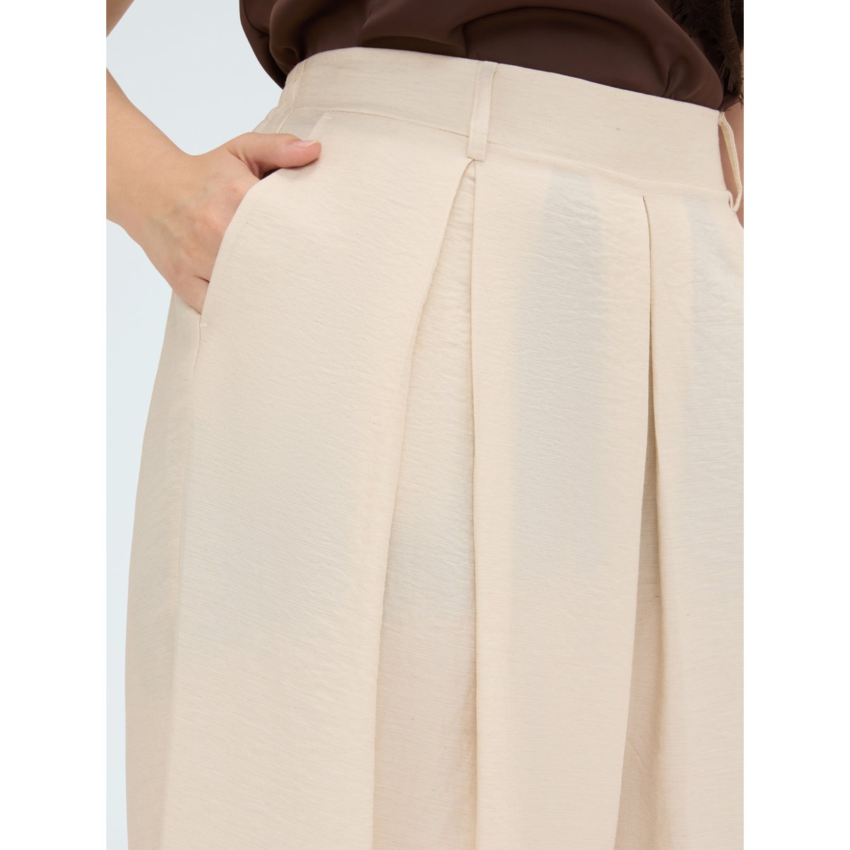 Pantalon palazzo à pinces beige, FIORELLA RUBINO