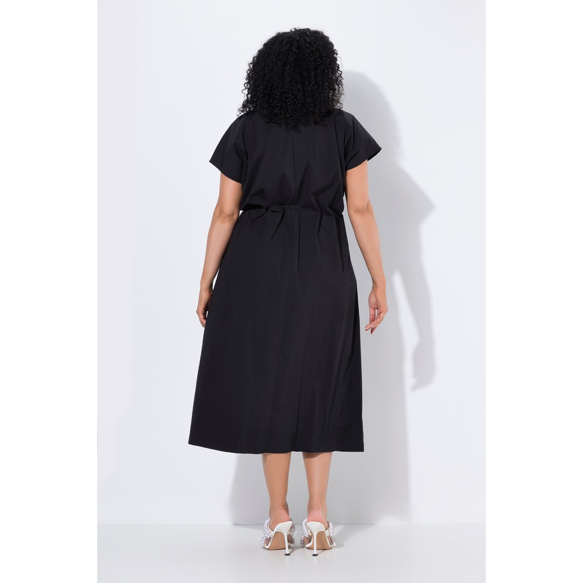 Robe longue, plis décoratifs, cintrée noir, ULLA POPKEN