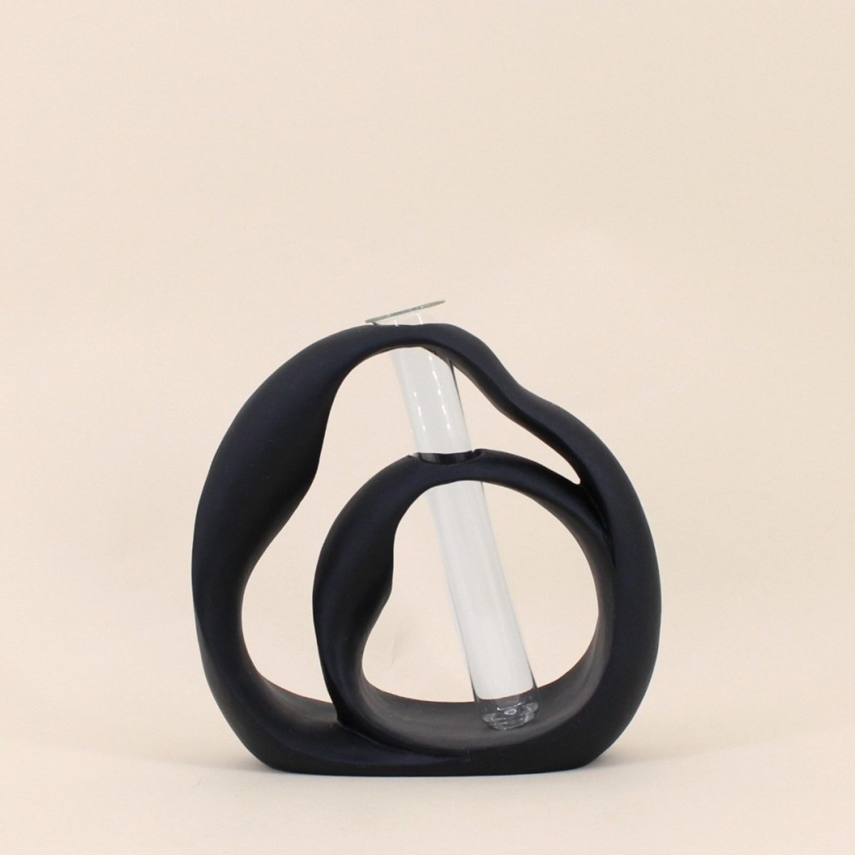 Vase soliflore structure en résine, H22cm noir, ORNAMI