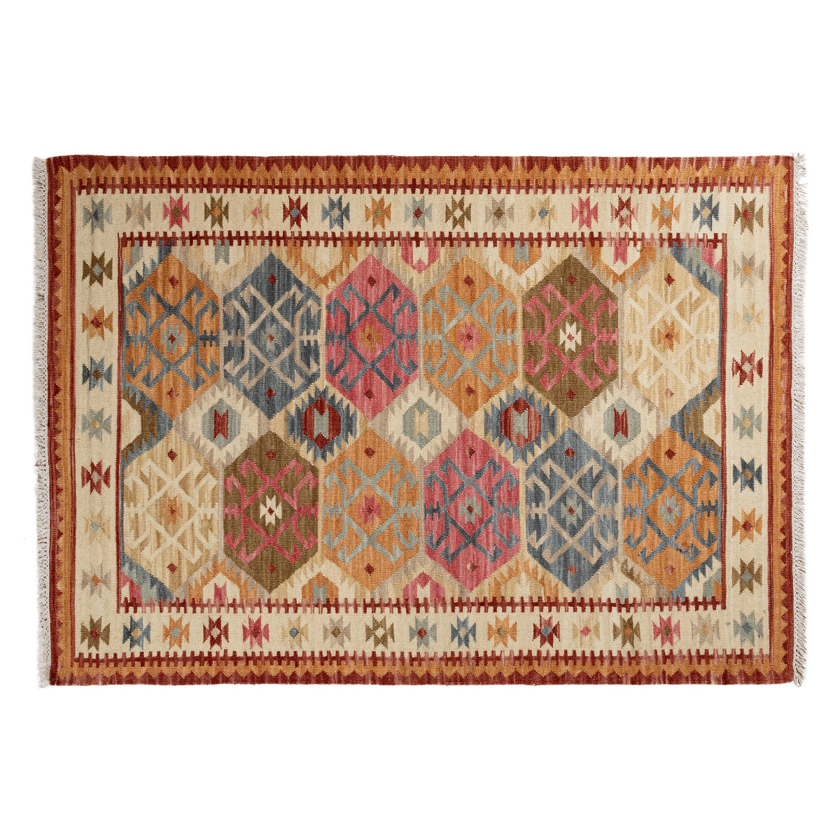 Tapis rectangulaire berbère multicolore 160 x 230 cm MOHA bordeaux, MILIBOO