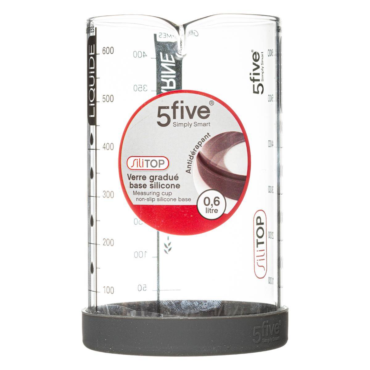 Verre doseur 0,6L SILITOP transparent, 5FIVE SIMPLY SMART