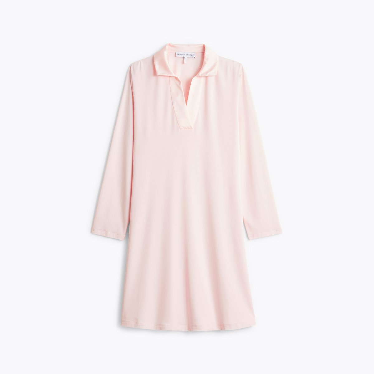 Chemise de nuit courte col polo en jersey ENVOÛTANTE poudre, LAURENCE TAVERNIER