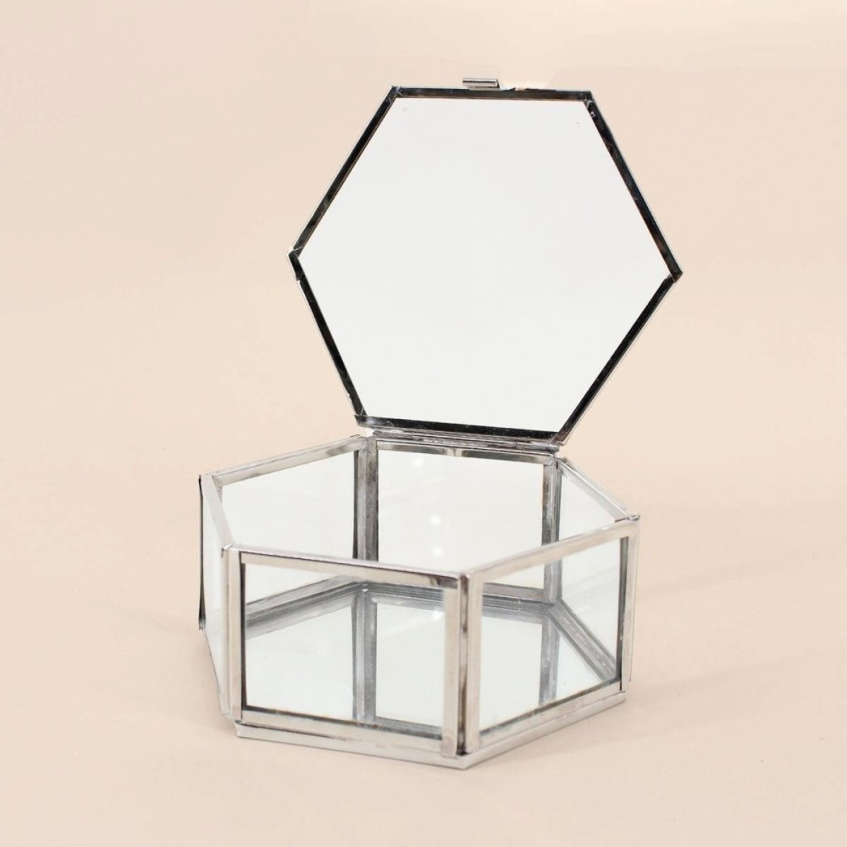 Boite hexagonale en verre 12x11cm gris, ORNAMI
