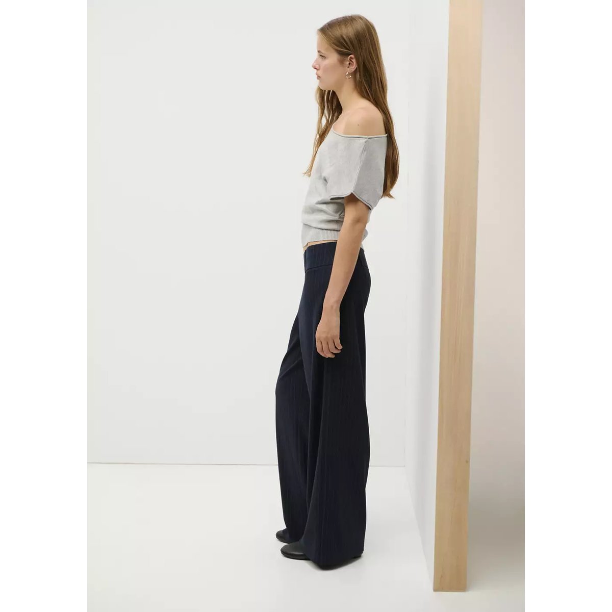 Pantalon à fines rayures bleu marine, MANGO TEEN
