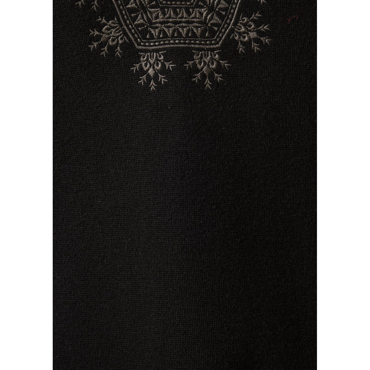 Robe courte droite en milano encolure tunisienne noir/kaki, LA FEE MARABOUTEE