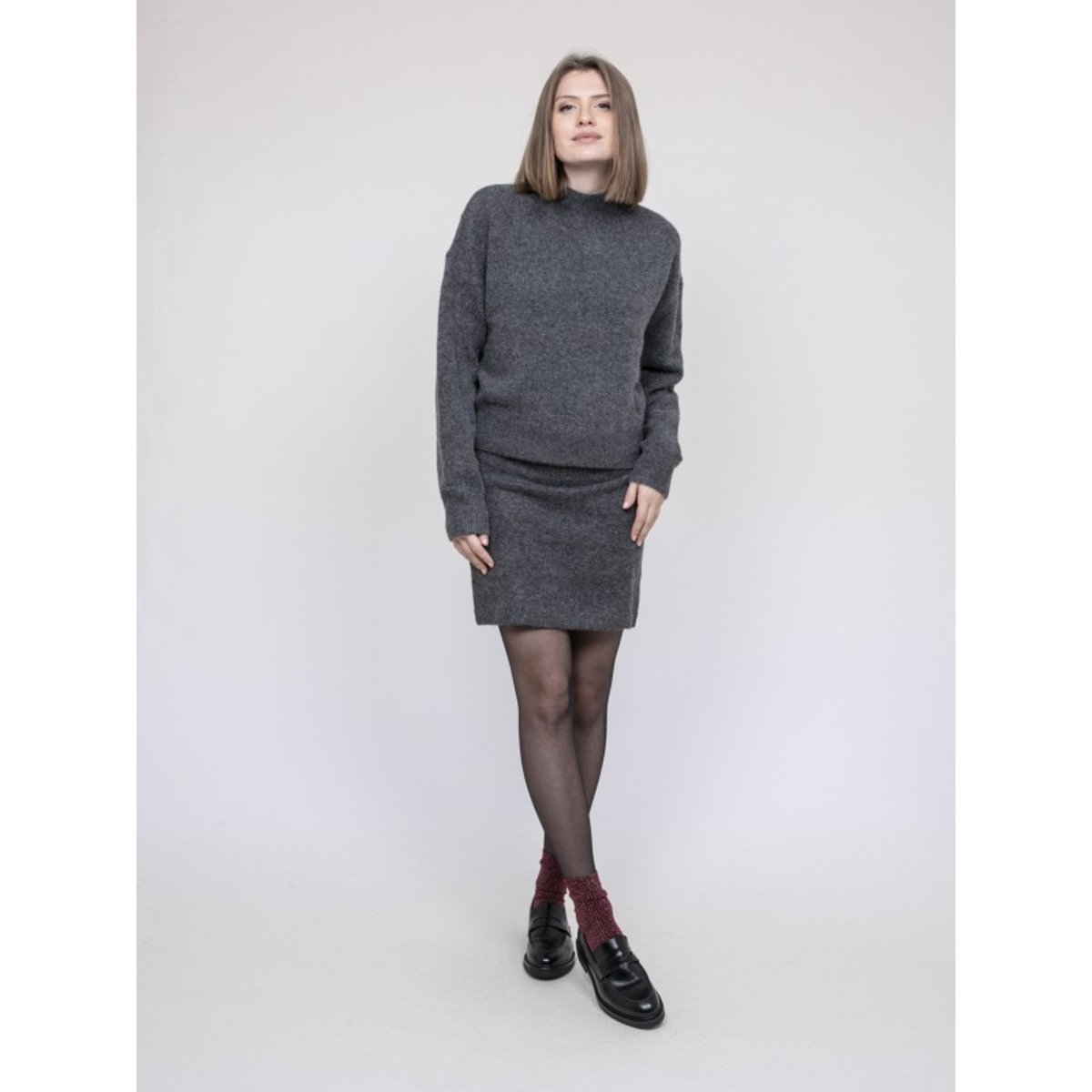 Pull Col Montant Kamala gris, DONA LISA