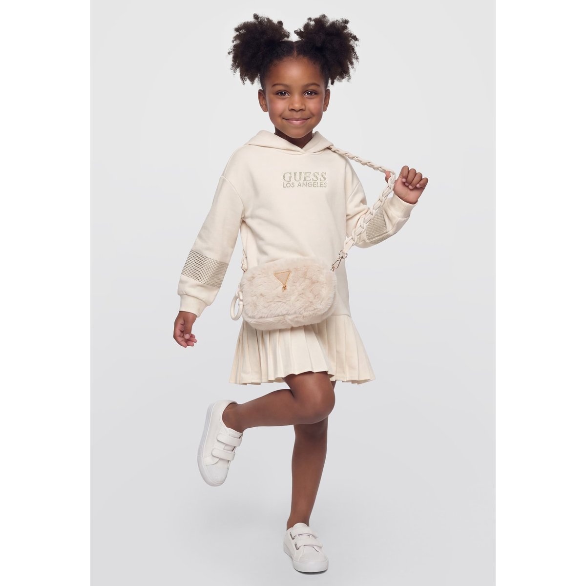 Robe En Coton À Capuche blanc, GUESS KIDS