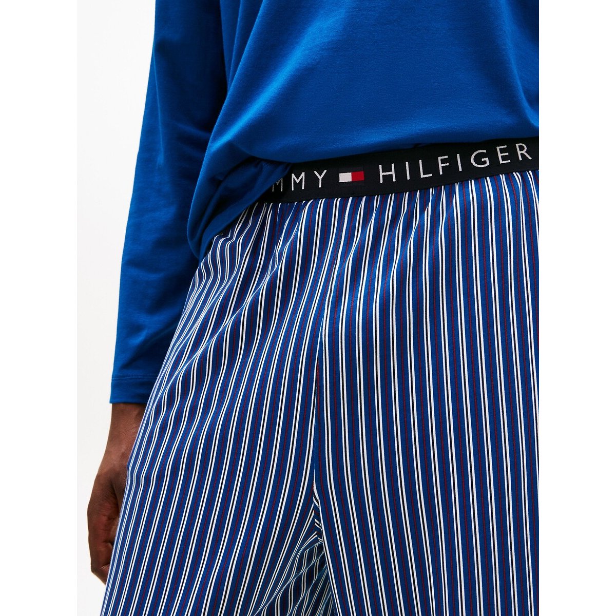 Pyjama long en jersey de coton bleu, TOMMY HILFIGER