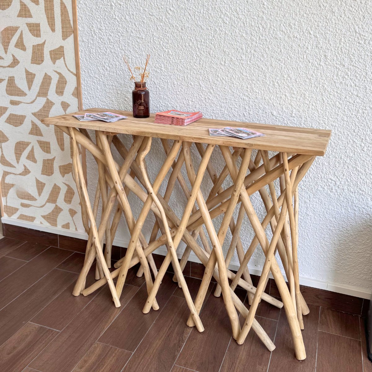 Console en branches de teck ENORA naturel, HYDILE