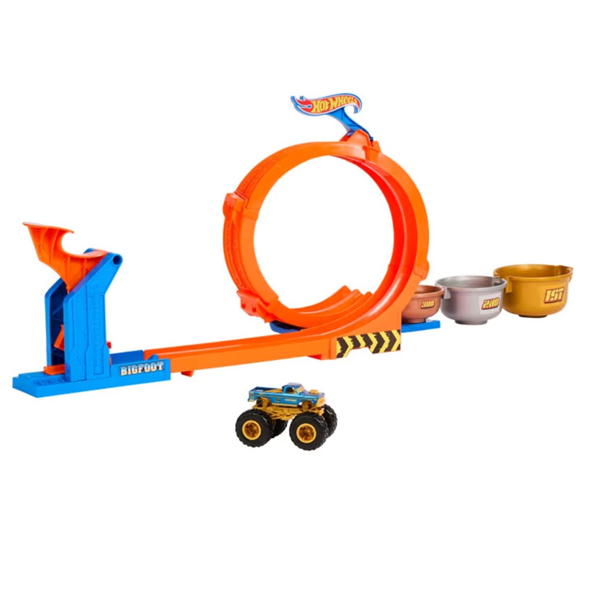 Hot Wheels-Défi du trophée tournez-et-renversez-coffret avec camion multicolore, MATTEL