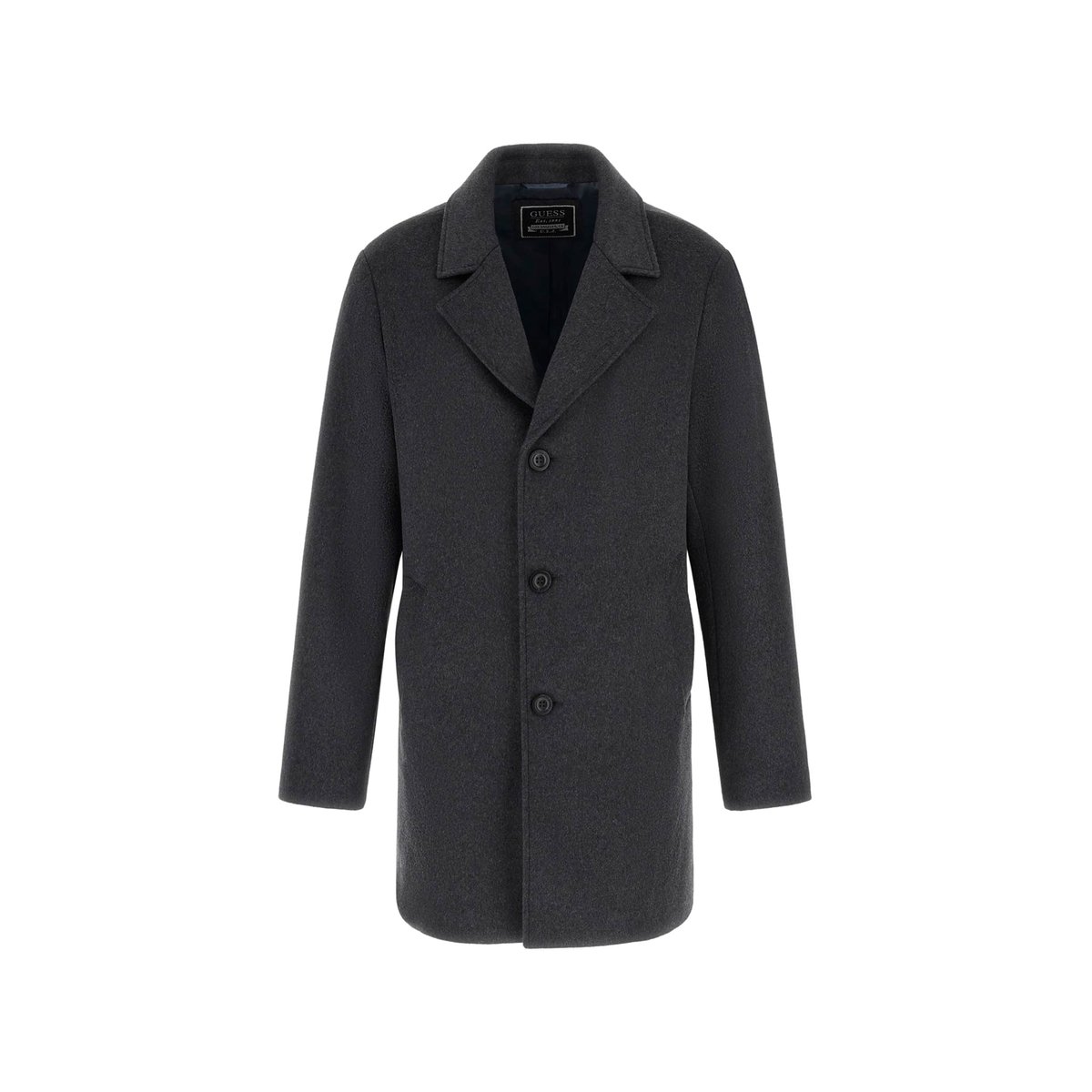 Manteau Ajusté Mélange Laine Melton gris foncé, GUESS