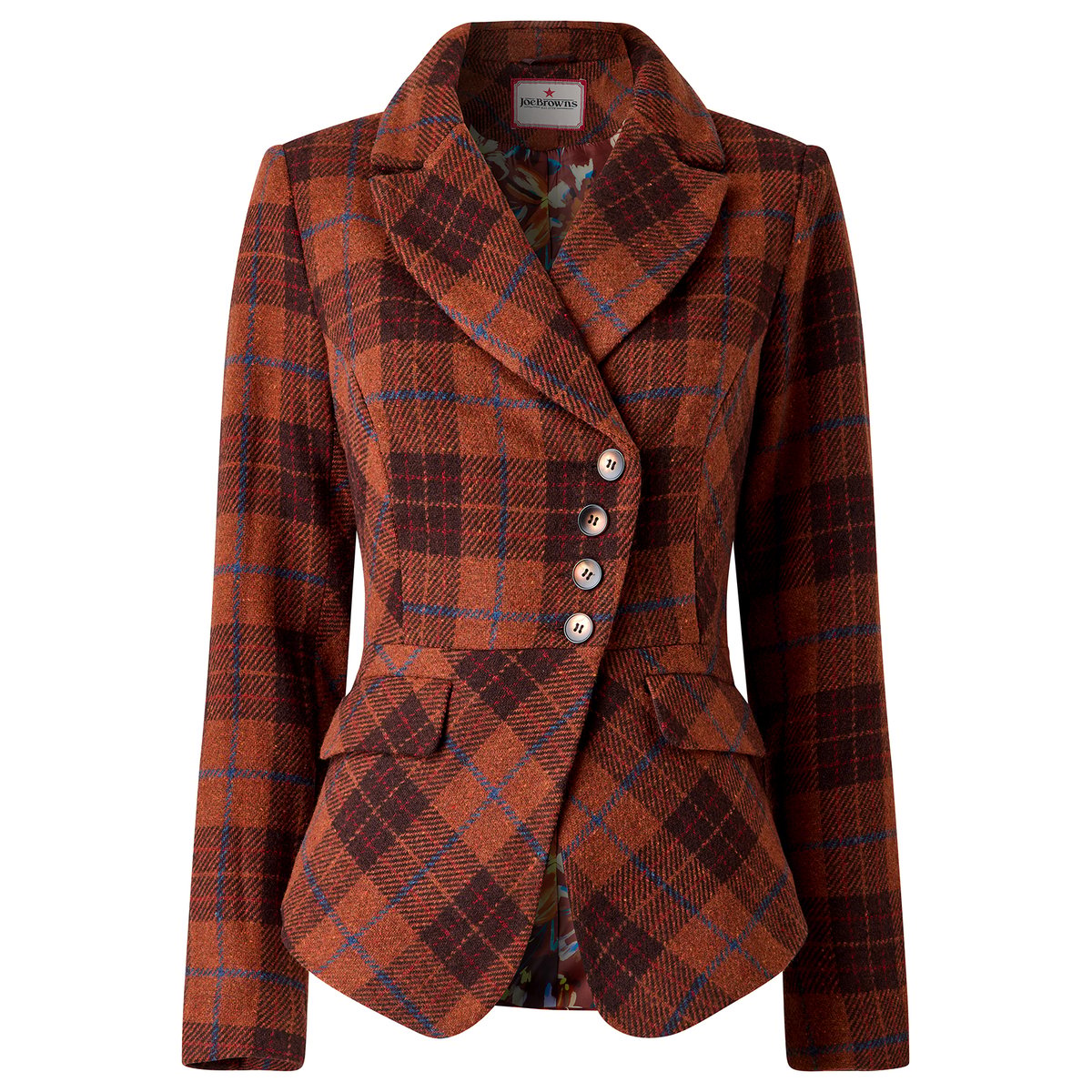 Veste à Carreaux Asymétrique Jours d'Automne orange, JOE BROWNS