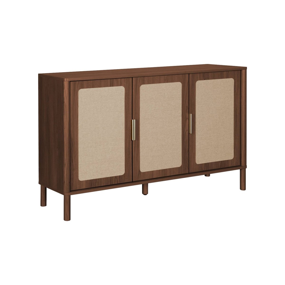 Buffet vintage décor bois et cannage 3 portes 120cm ETTA noyer, SWEEEK