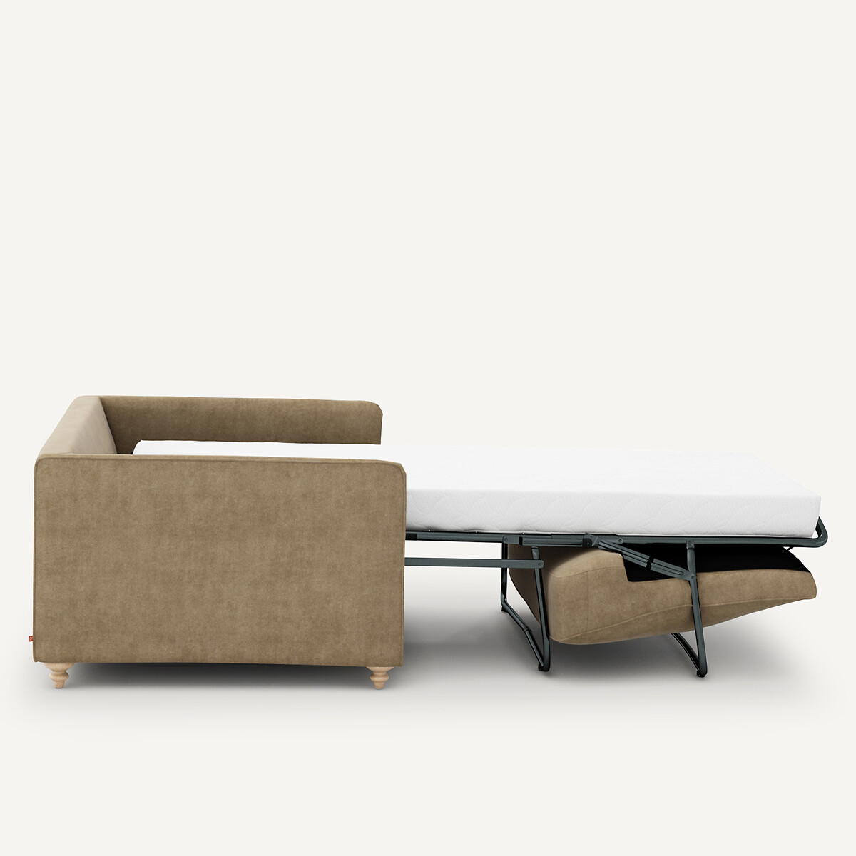 Canapé 2 places convertible, en velours stonewashed, Lazare gris shiitaké, AM.PM