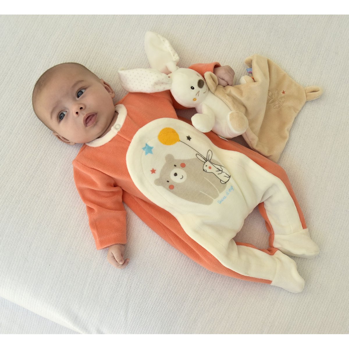 Pyjama grenouillere cocteau orange, SUCRE D'ORGE