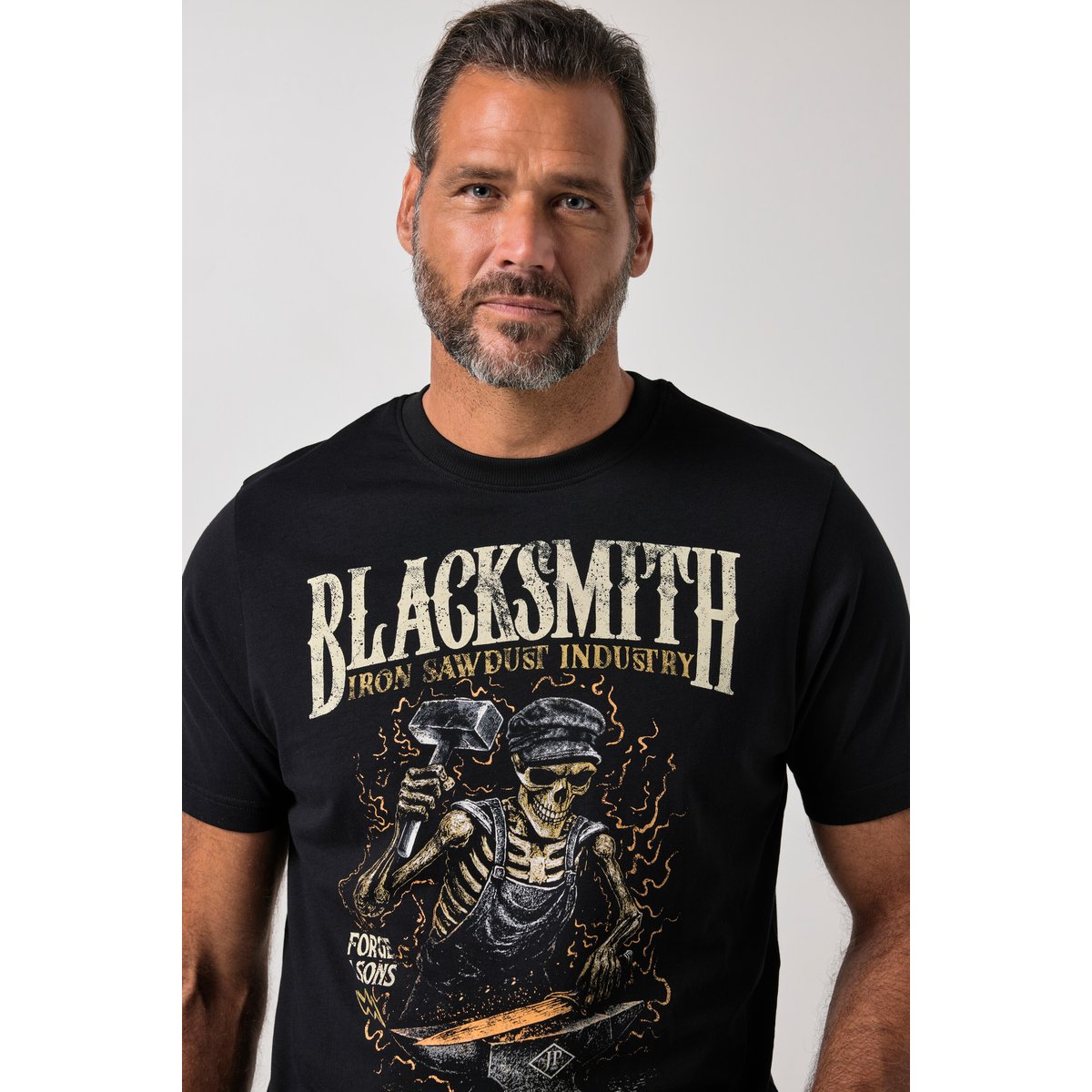 T-shirt à manches courtes et imprimé noir, JP1880