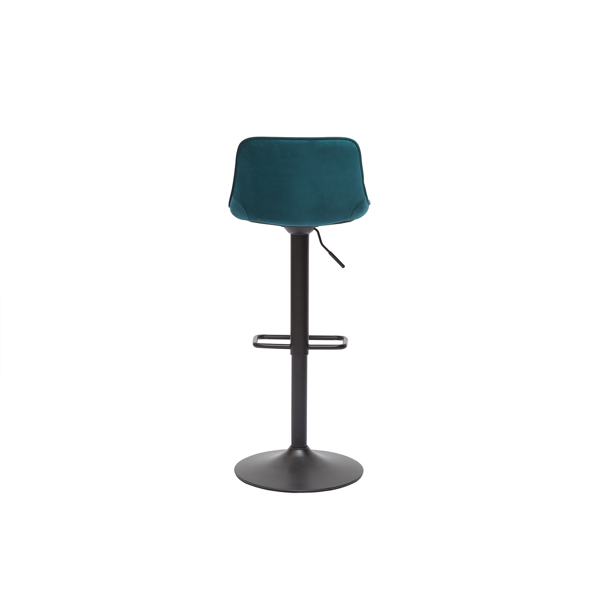 Tabourets de bar réglables pivotants 360° en tissu effet velours texturé terre brûlée et métal noir (lot de 2) BOOST bleu pétrole, MILIBOO