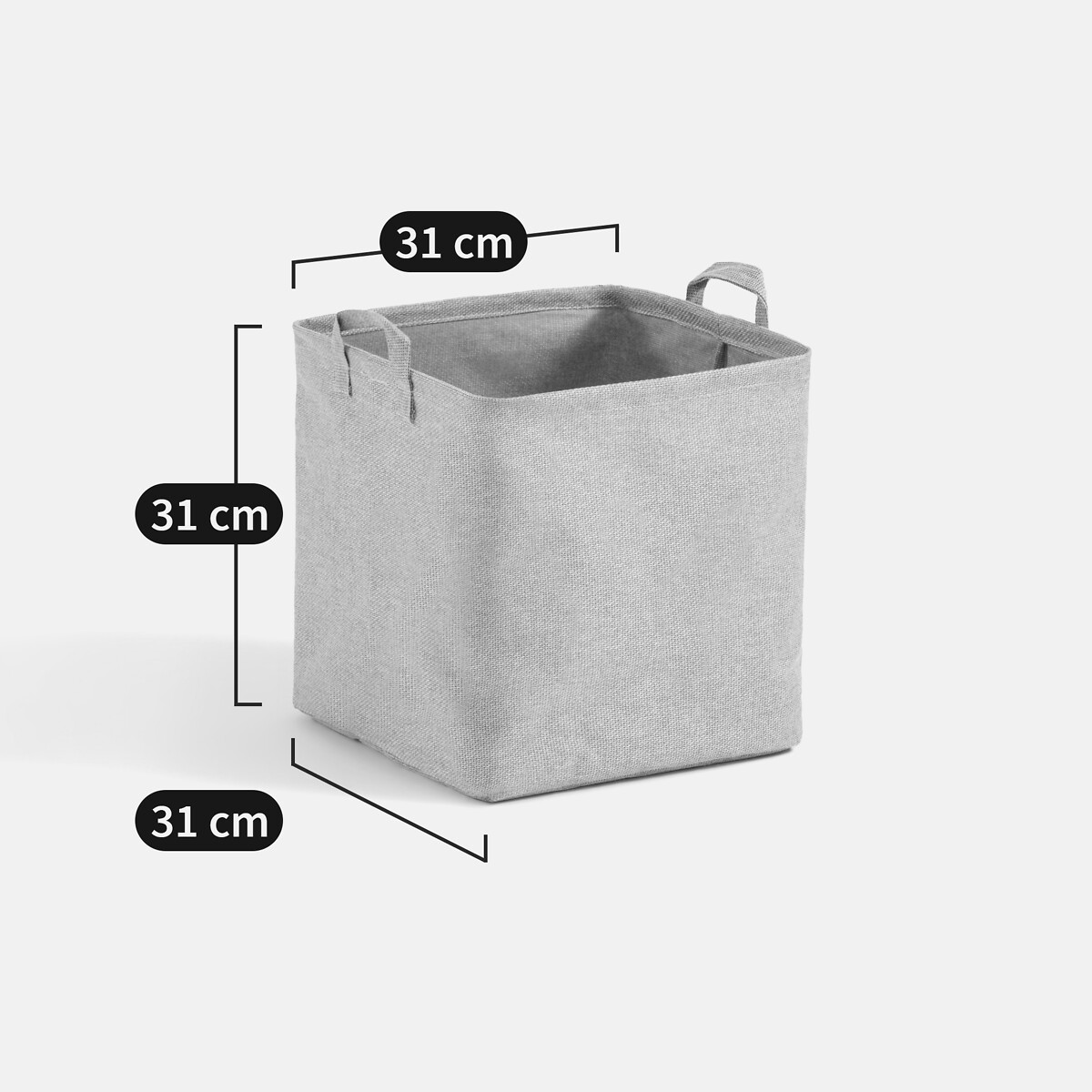 Lihoa Basket Cube in 100% Polyester light grey, LA REDOUTE INTERIEURS