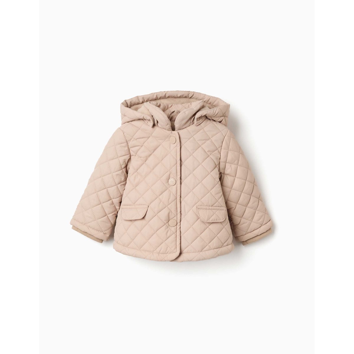 Veste matelassée à capuche et doublure en polaire beige clair, ZIPPY
