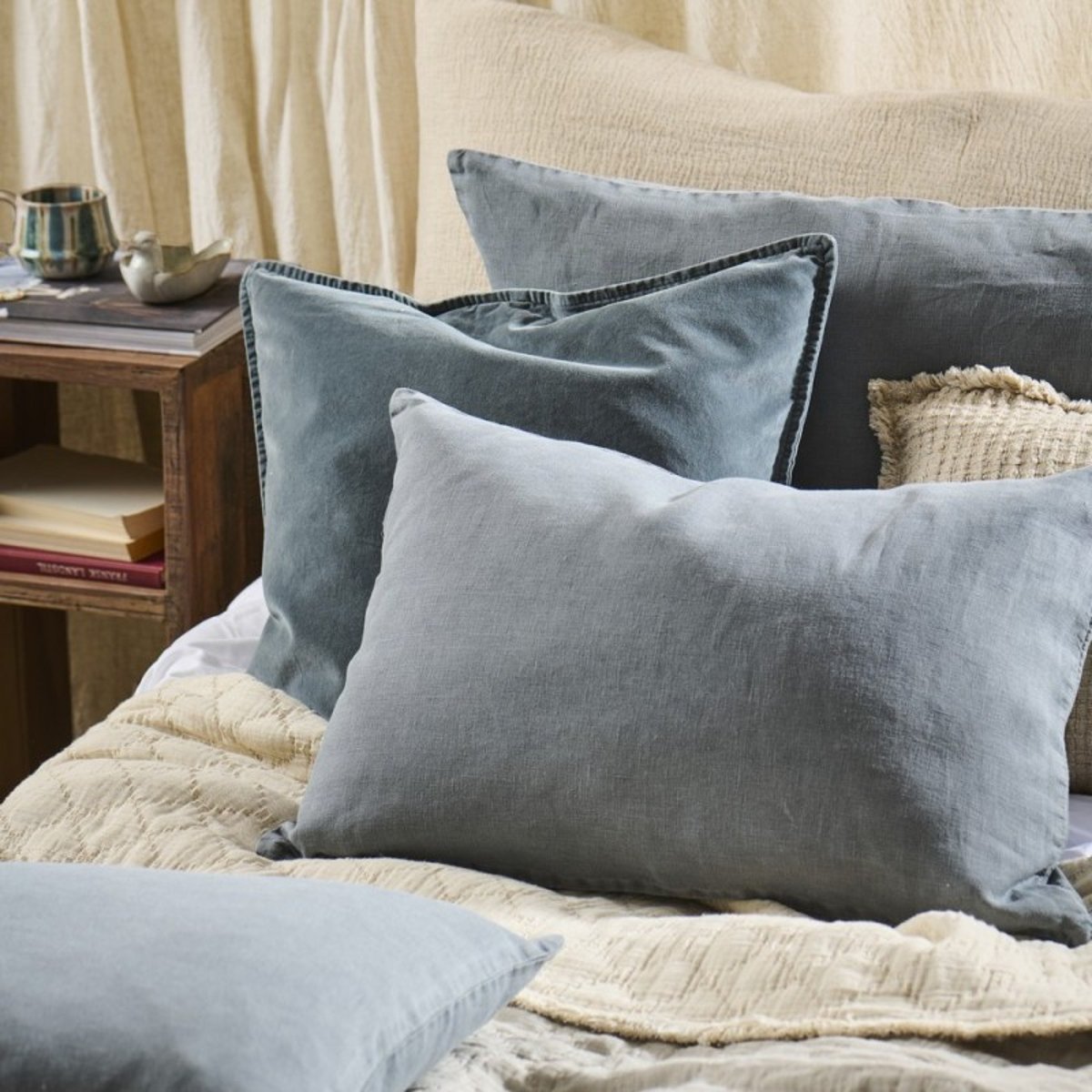 Housse de coussin lin bleu poudré, IB LAURSEN