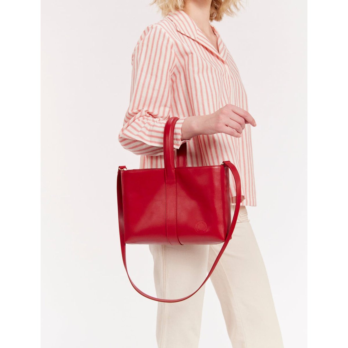 Sac cabas cuir Léonore petit format rouge, INES DE LA FRESSANGE PARIS