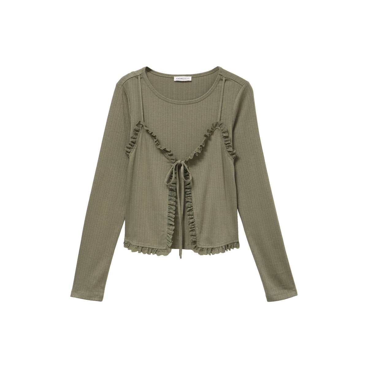 T-shirt 2-en-1 vert kaki, CACHE CACHE