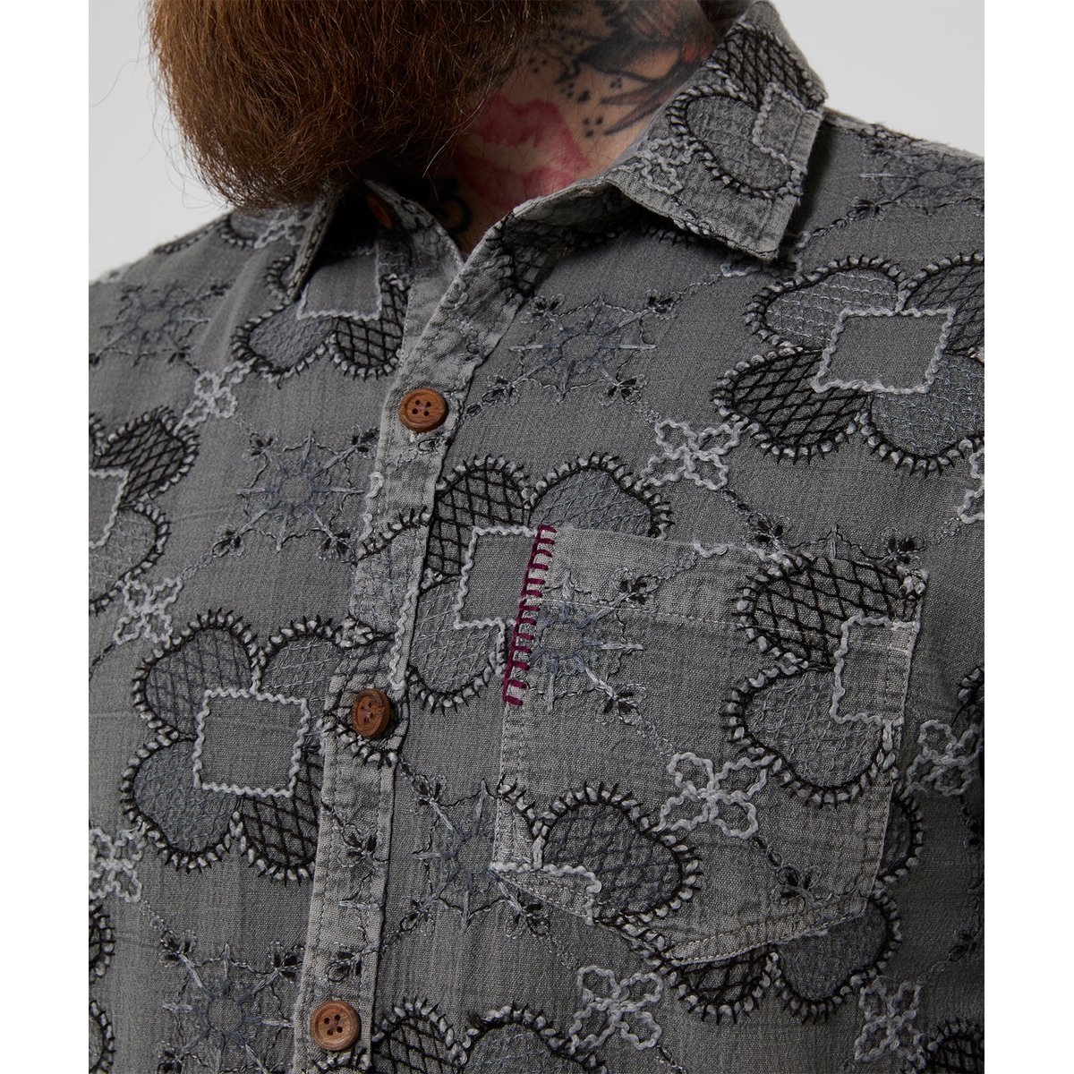 Chemise Brodée Enforcer gris, JOE BROWNS
