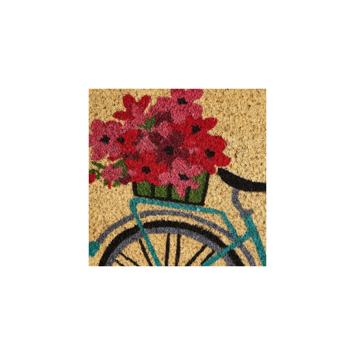Paillasson Coco Multicolore Vélo Fleuri - 60x40x1.5cm multicolore, WADIGA