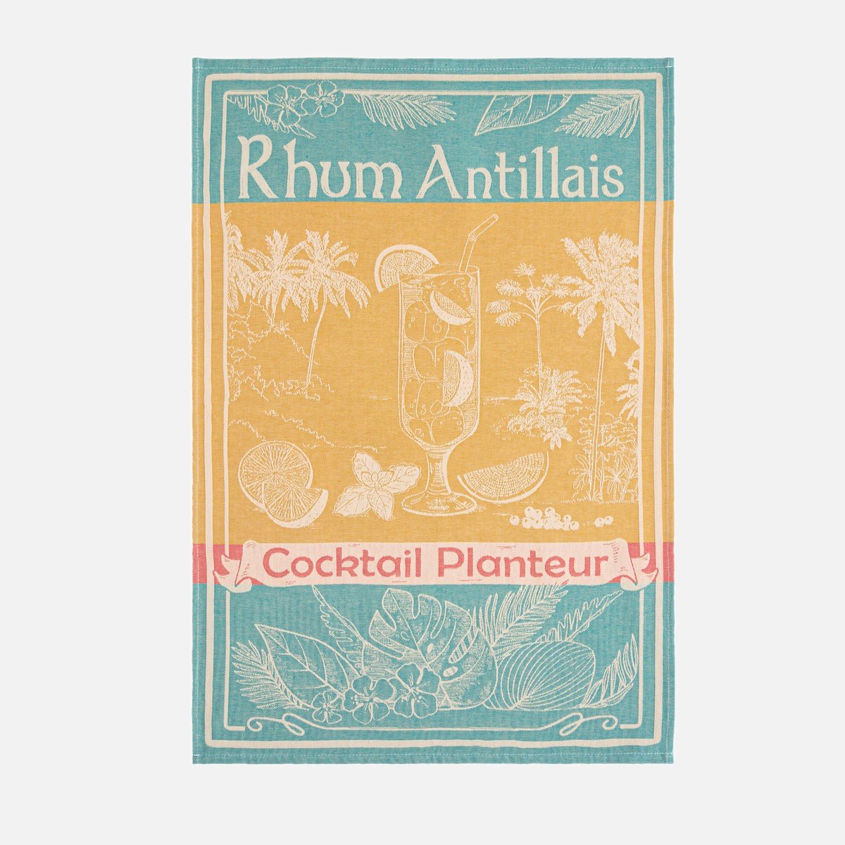 Torchon jacquard en coton RHUM ANTILLAIS jaune, COUCKE