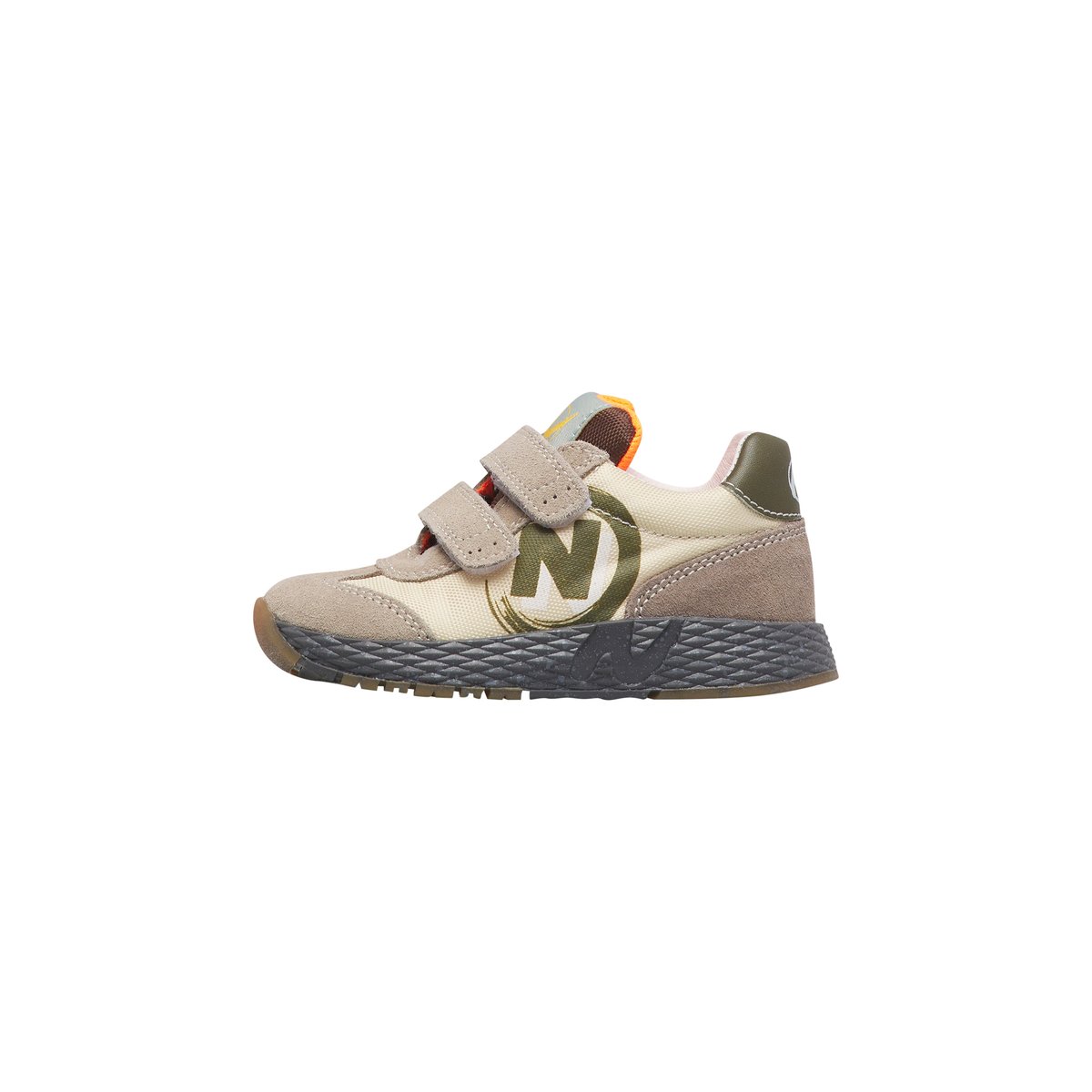Sneakers en cuir et tissu JESKO 2 VL. gris-blanc-orange, NATURINO