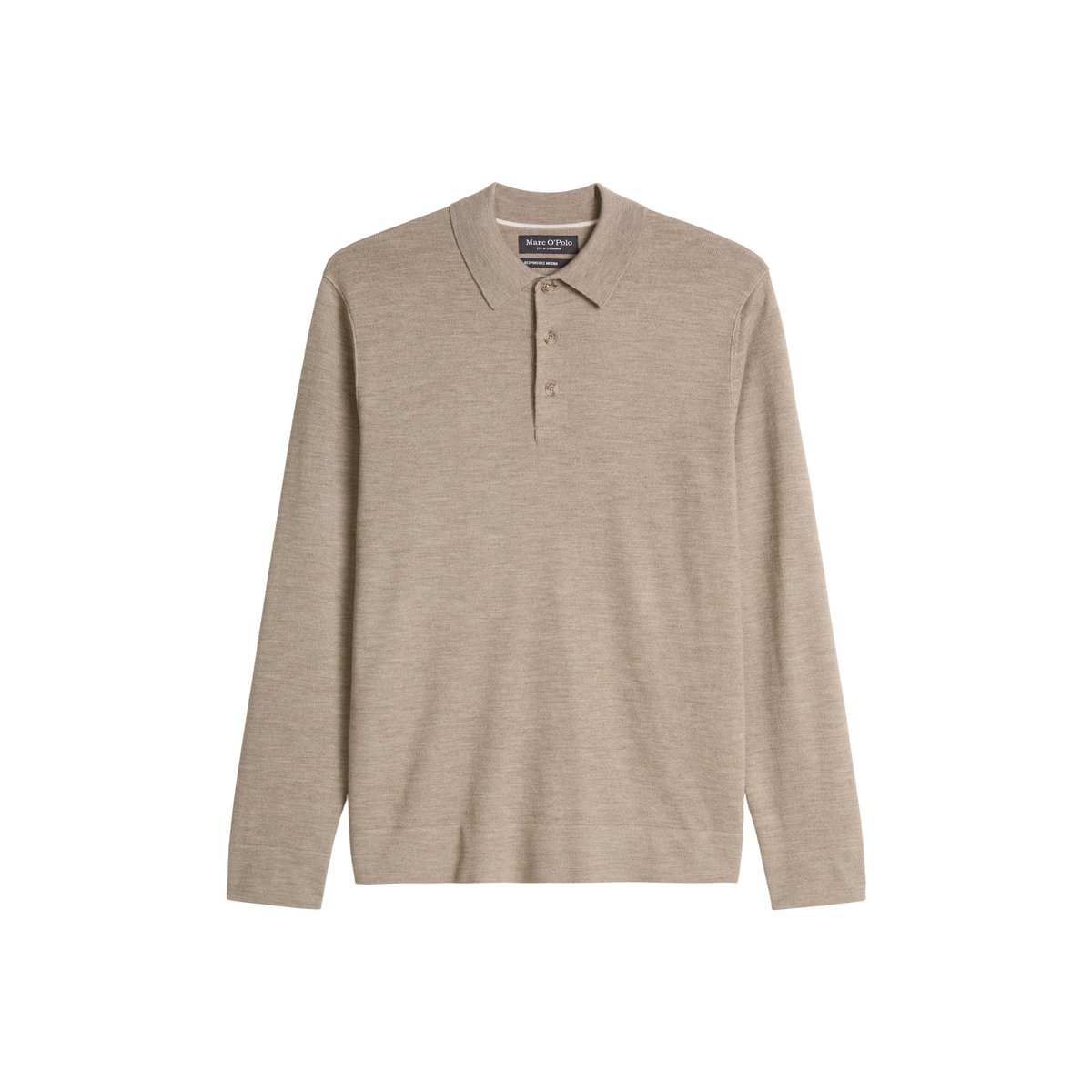 Polo en maille, coupe classique en laine vierge douce beige, MARC O'POLO