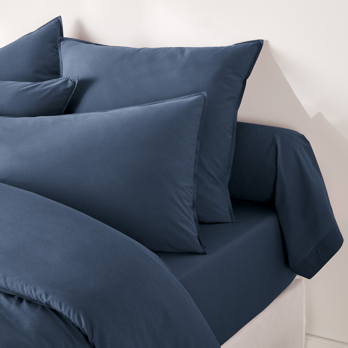Nackenrollenbezug Scenario, unifarben, vorgewaschene Baumwolle denim, LA REDOUTE INTERIEURS
