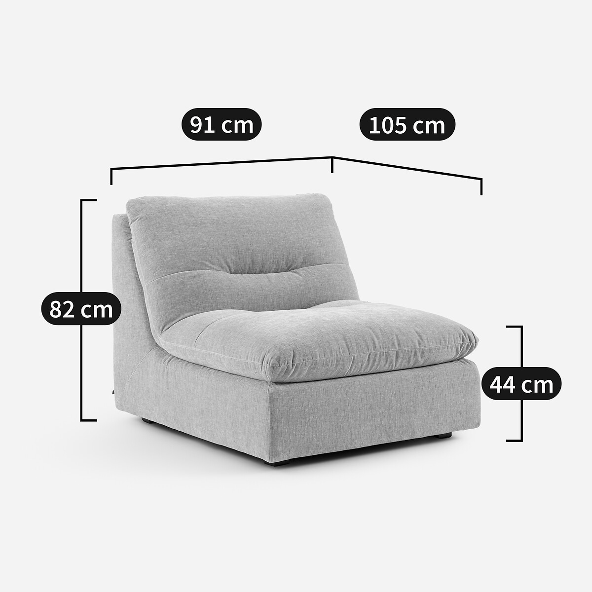 Chauffeuse modulable velours chenille, Giuliano ecureuil, AM.PM