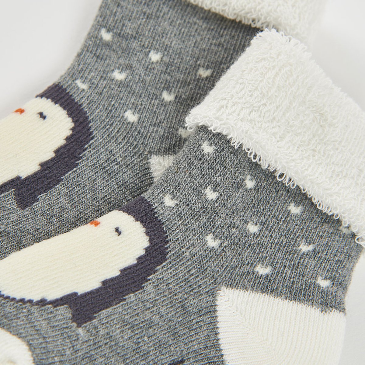 Lot chaussettes bébé avec pingouin gris, BOBOLI