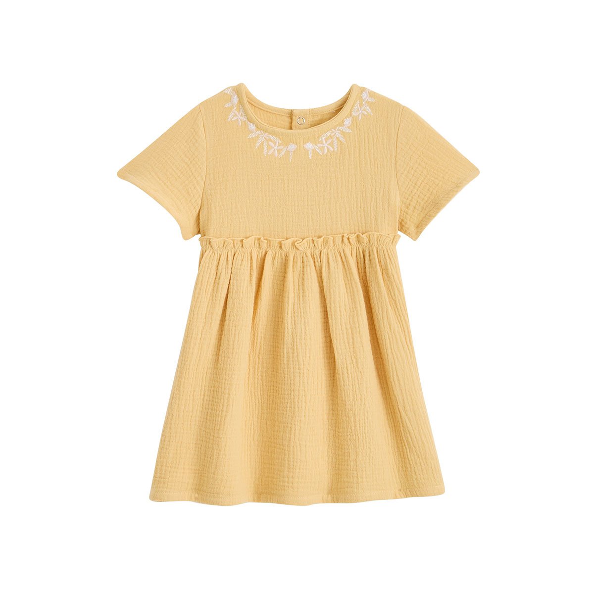 Robe enfant en gaze de coton Camila jaune, PETIT BEGUIN