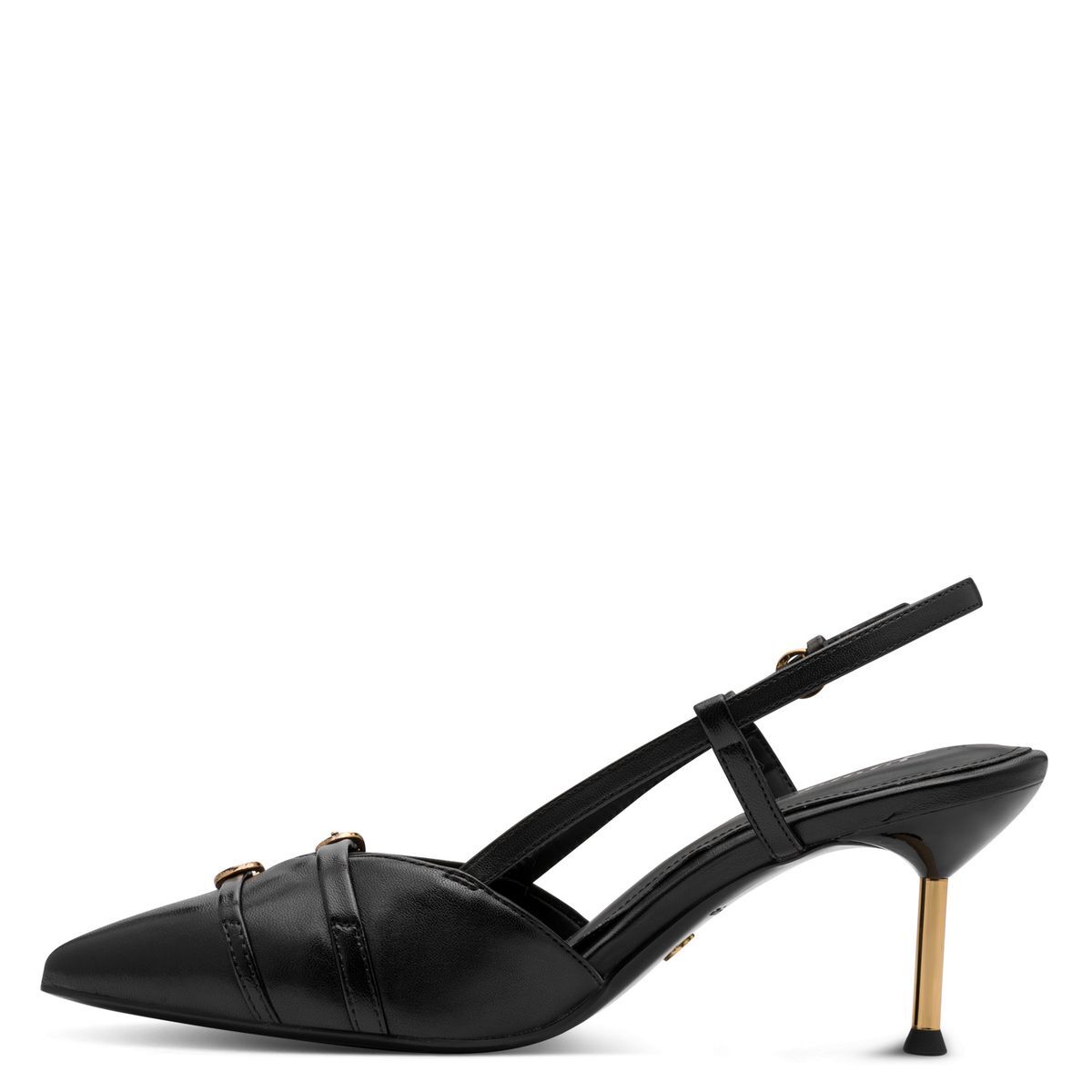 escarpin en boucle noir cuir, TAMARIS