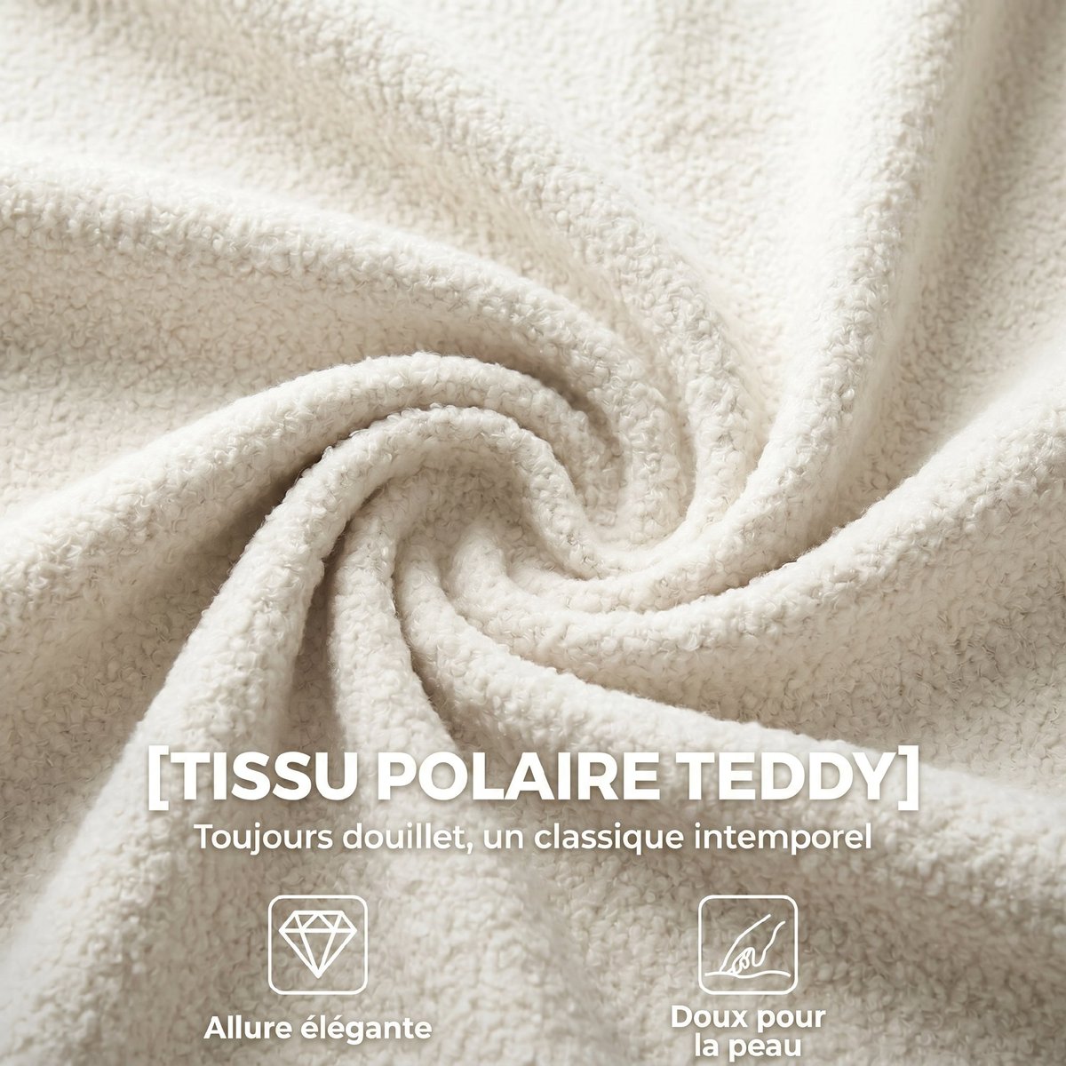 Chaise de bureau Tissu bouclette Blanc Crème blanc crème, HOMCOM