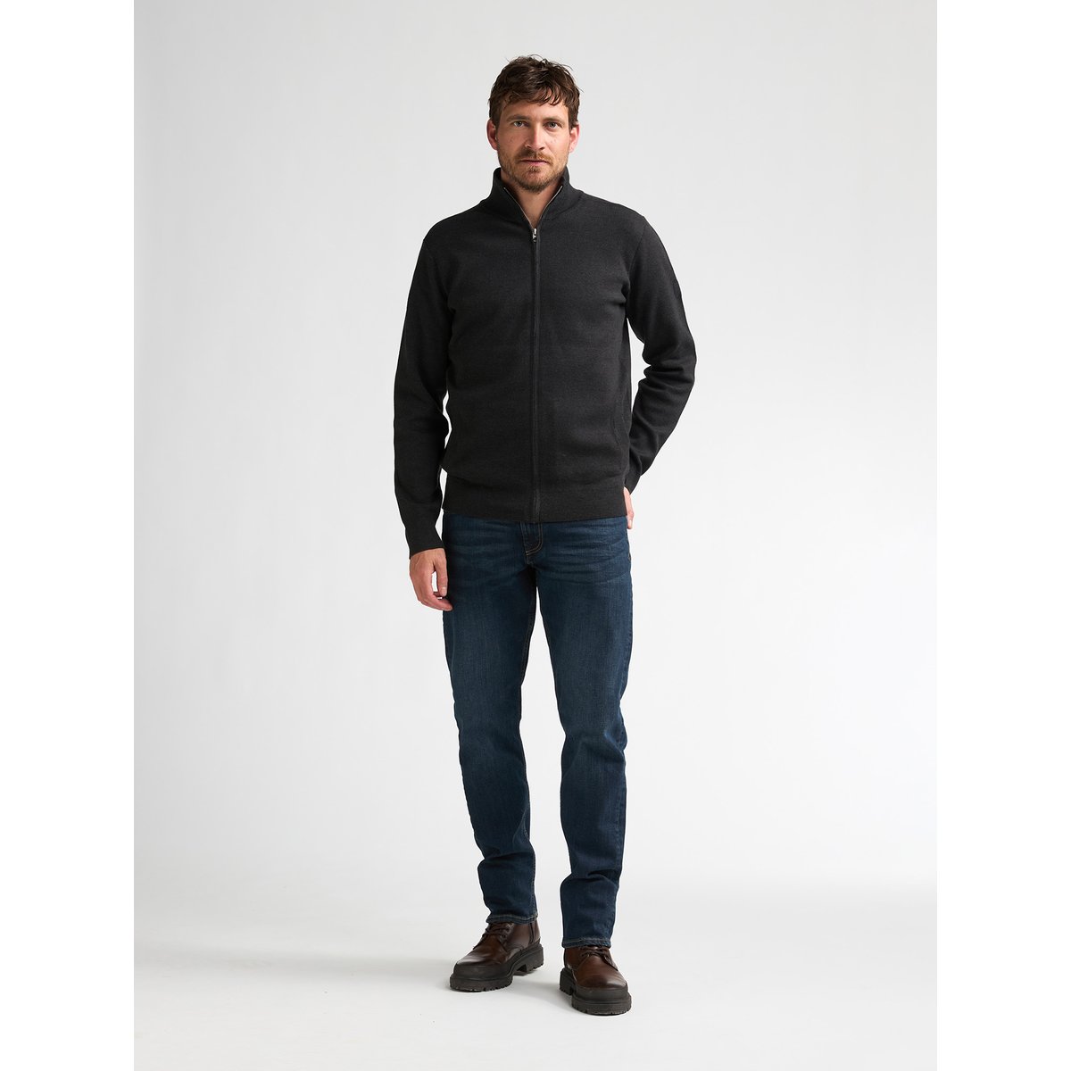 Pull Gilet zippé chiné ironfield noir iron steel, PETROL INDUSTRIES