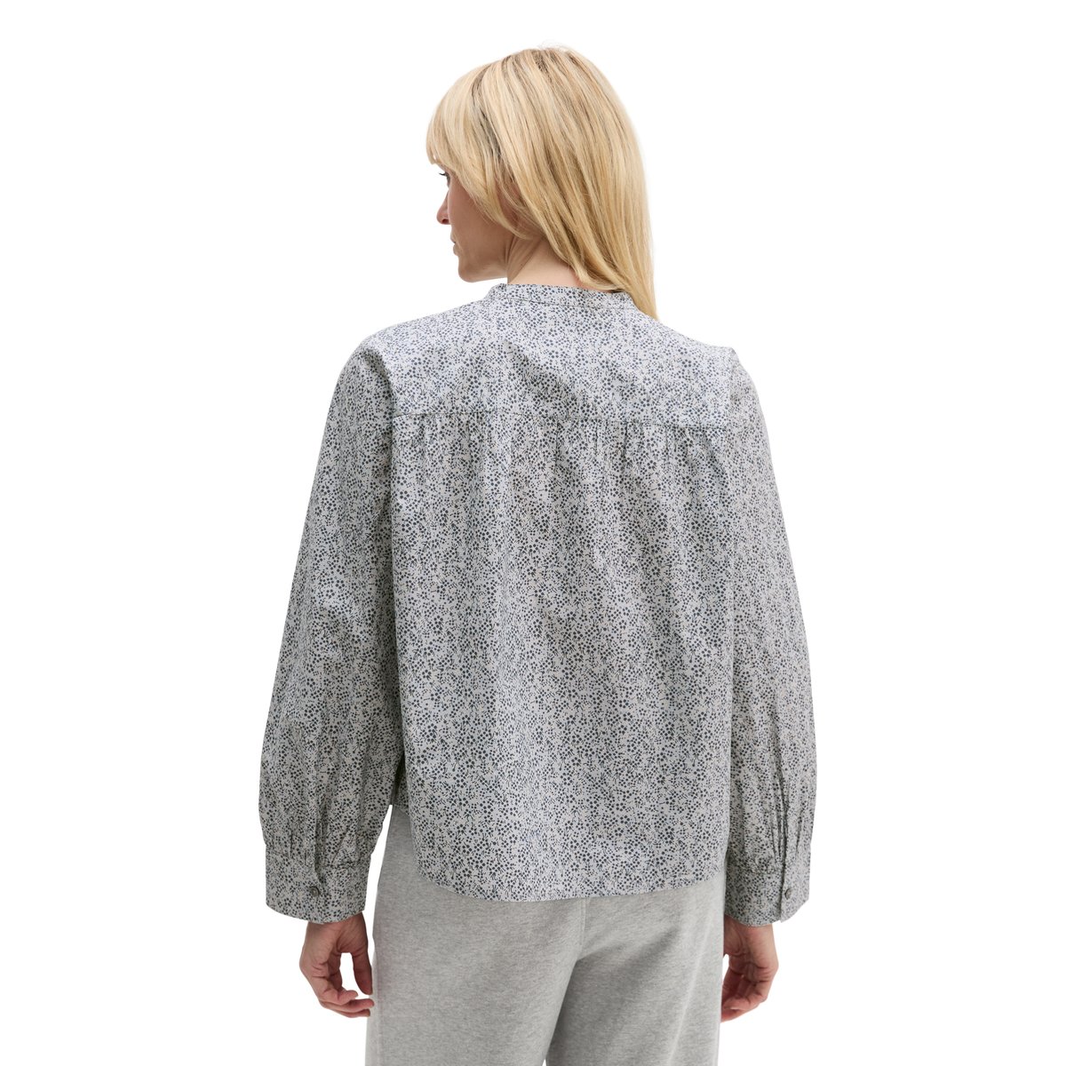 Blouse plissée loose en popeline légère Papertouch bleu clair, MARC O'POLO