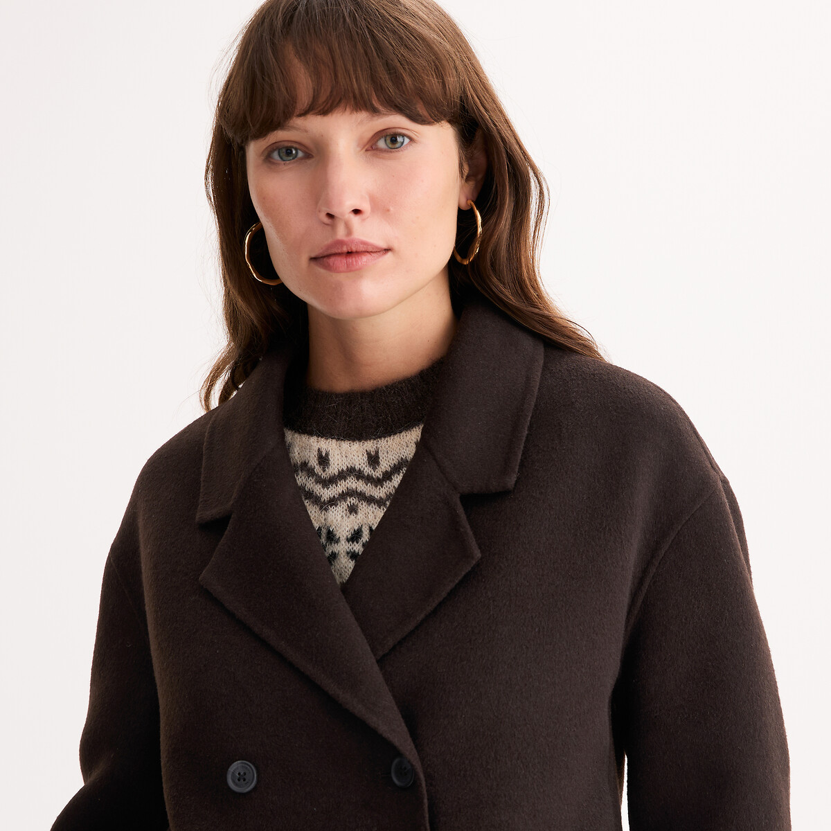 Short Oversize Wool Blend Jacket brown, ANNE WEYBURN