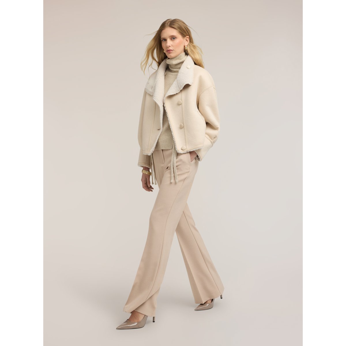 Pantalon flare avec pli marqué blanc, MOTIVI