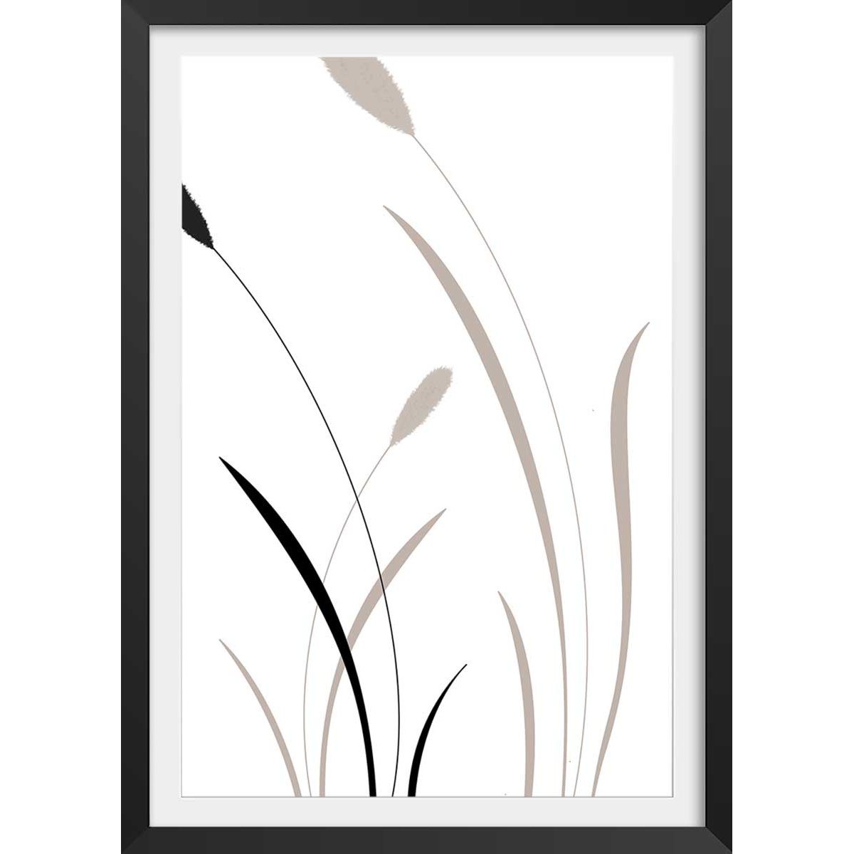 Affiche scandi blés affiche + cadre en bois - noir, HEXOA