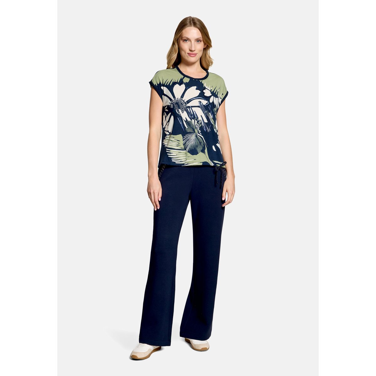 Haut imprimé à cordon coulissant sous tunnel dark blue/khaki, BETTY BARCLAY