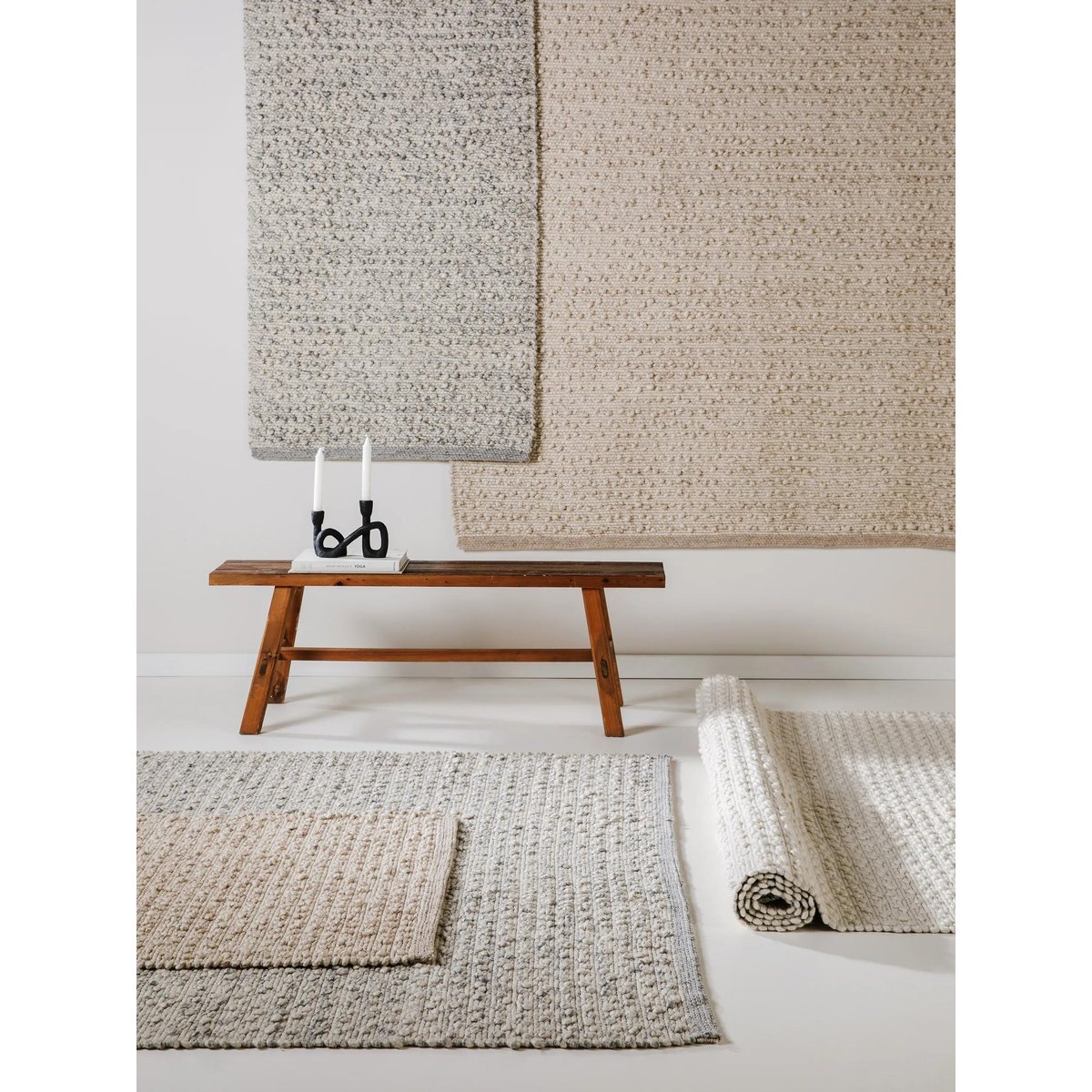Tapis de laine tissé main LANA gris, BENUTA 