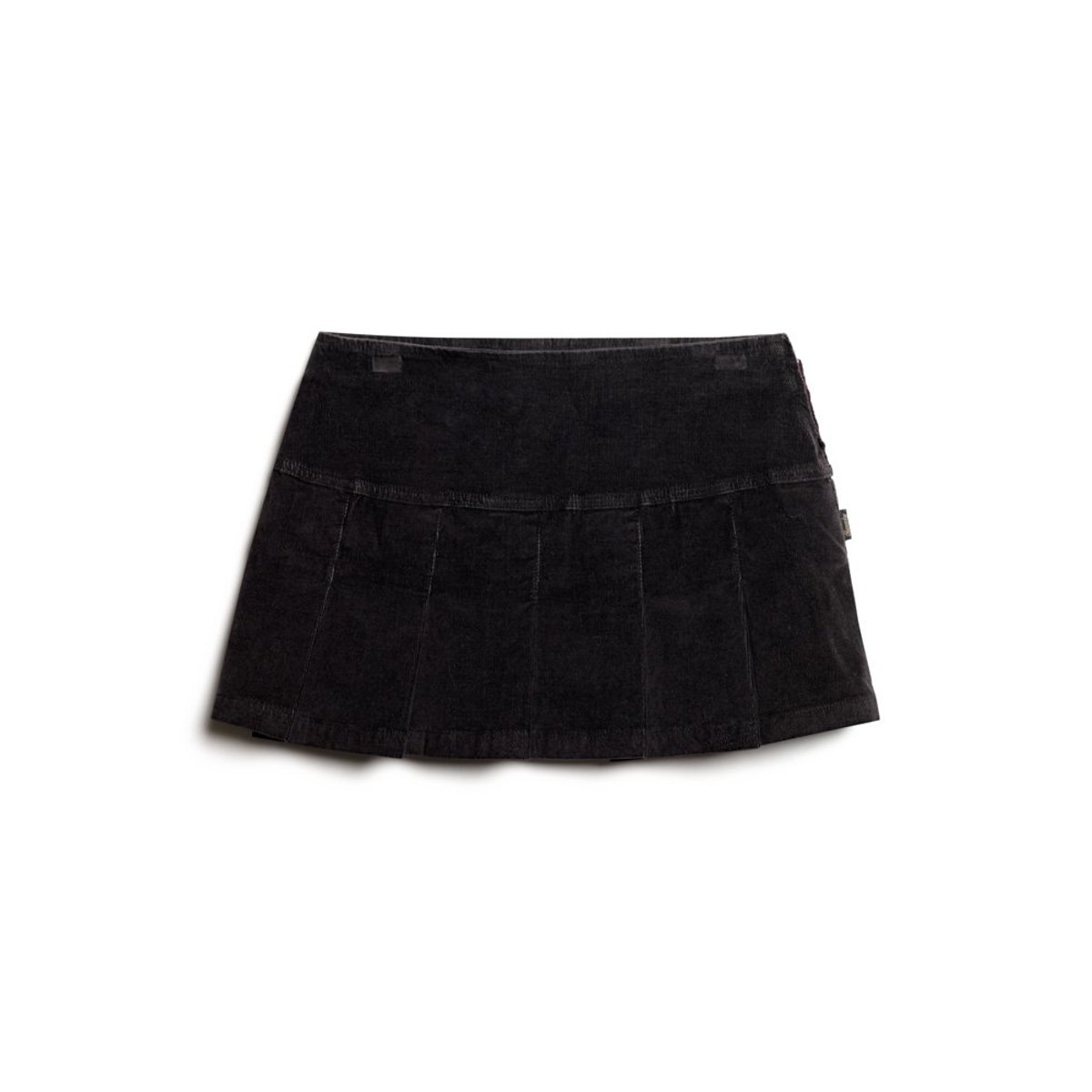 Mini-jupe plissée en velours côtelé Vintage noir bison, SUPERDRY