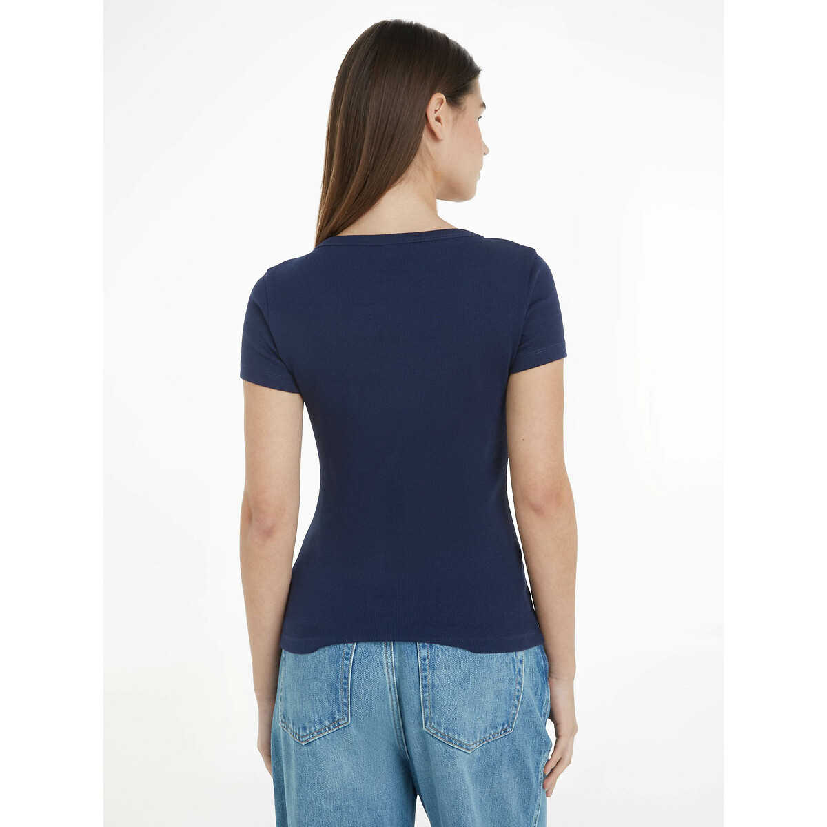 T-shirt col V, logoté bleu nuit, TOMMY JEANS