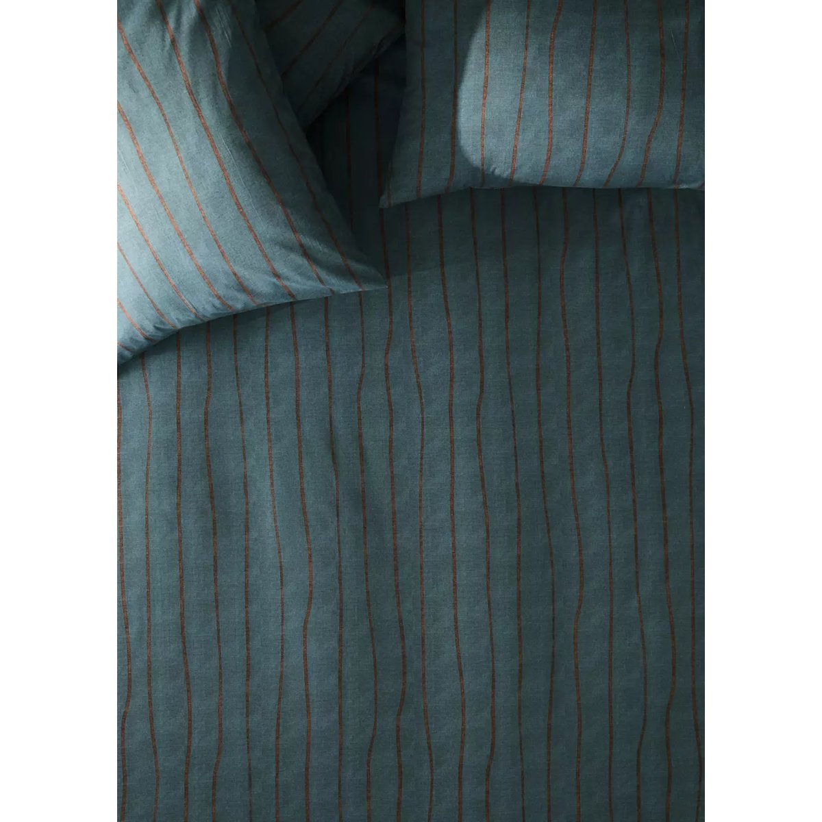 Housse de couette 100 % coton rayures Lit 150/160 cm bleu pétrole, MANGO HOME