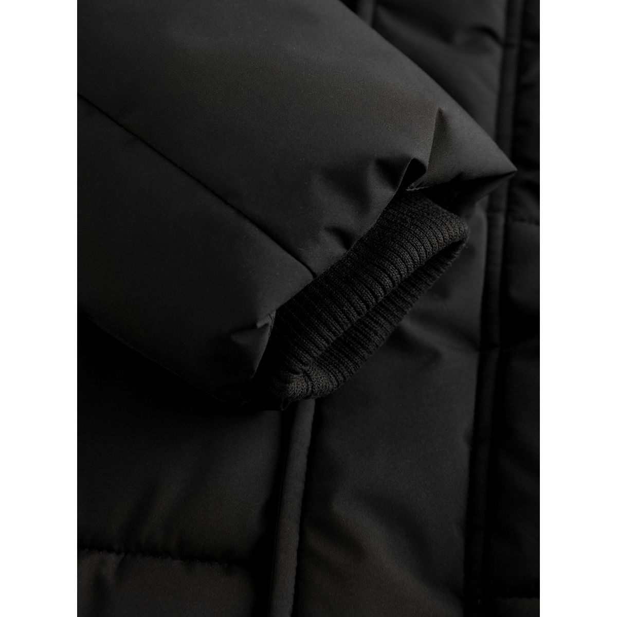 Manteau long matelassé imperméable noir, NEXT